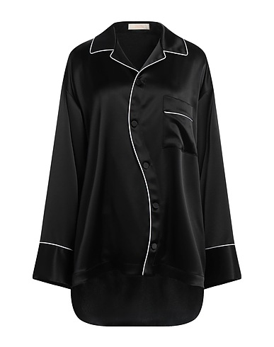 SSHEENA Solid color shirts & blouses Black 82% Triacetate, 18% Polyethylene