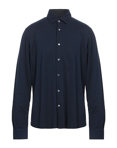 BORSA Chemise de couleur unie Bleu nuit 100% Coton