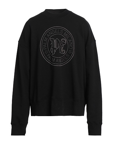 PALM ANGELS Sweatshirt Black 100% Cotton, Elastane, Aluminium