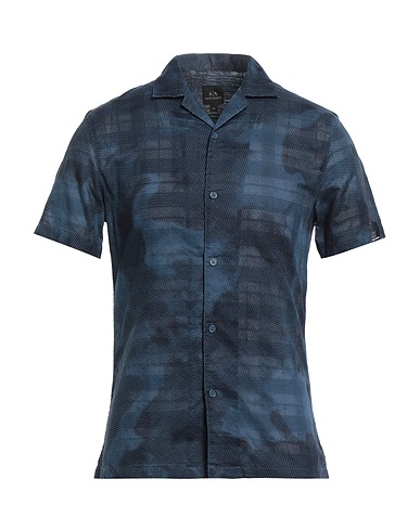 ARMANI EXCHANGE 柄入りシャツ ネイビー コットン 100%