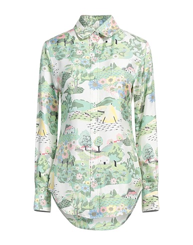 THOM BROWNE Floral shirts & blouses Light green 100% Silk