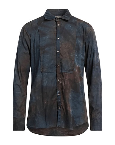 MESSAGERIE Shirts Navy blue 97% Cotton, 3% Elastane