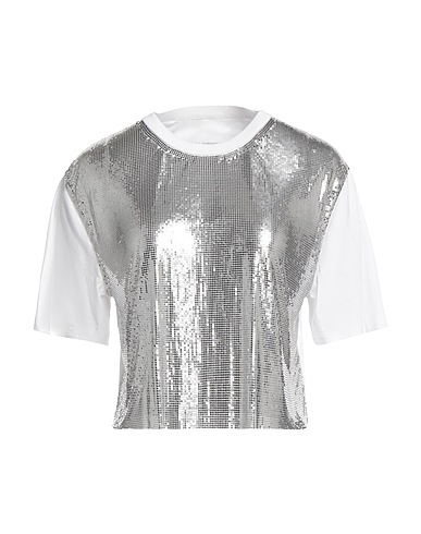 RABANNE Crop top Bianco 100% Alluminio, Cotone