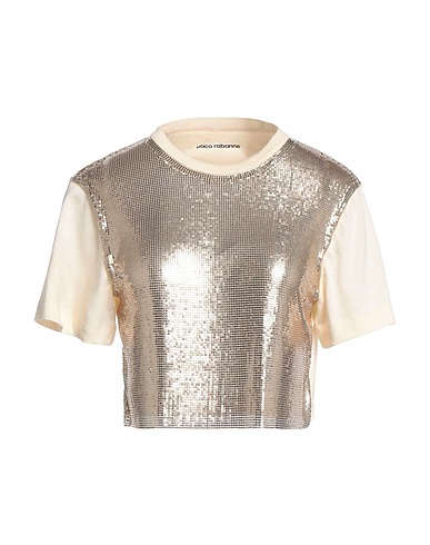 RABANNE Crop top Ivory 65% Cotton, 35% Polyester, Aluminum