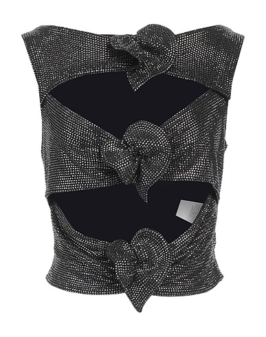 GIUSEPPE DI MORABITO Top Black 95% Polyester, 5% Elastane, Glass, Glue