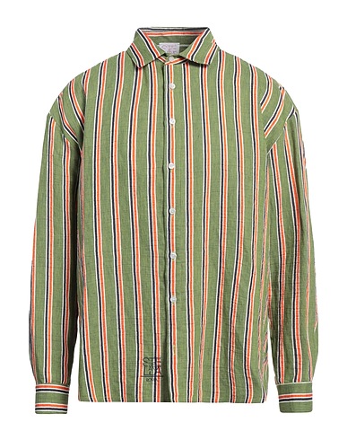 STELLA JEAN Gestreiftes Hemd Militärgrün 45% Leinen, 36% Viskose, 19% Polyester