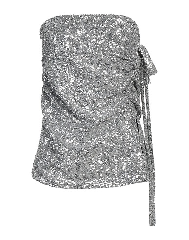 RABANNE Top Silver 100% Polyester, Viscose, Elastane