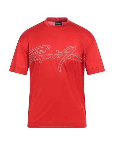 EMPORIO ARMANI T-shirt Tomato red 70% Lyocell, 30% Cotton