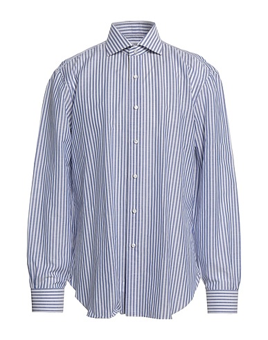 BARBA Napoli Striped shirt Slate blue 70% Cotton, 30% Linen