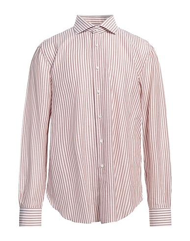 BARBA Napoli Striped shirt Light brown 70% Cotton, 30% Linen