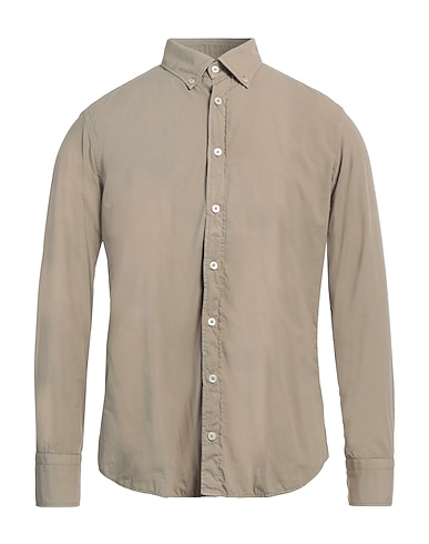 BASTONCINO Solid color shirt Khaki 100% Cotton
