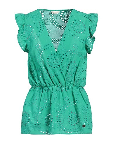 NUALY Top Green 100% Cotton, Viscose