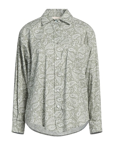 ANOTHER LABEL Camisas y blusas estampadas Verde salvia 97% Algodón, 3% Elastán