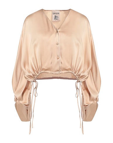 SEMICOUTURE Solid colour shirts & blouses Sand 74% Acetate, 26% Silk