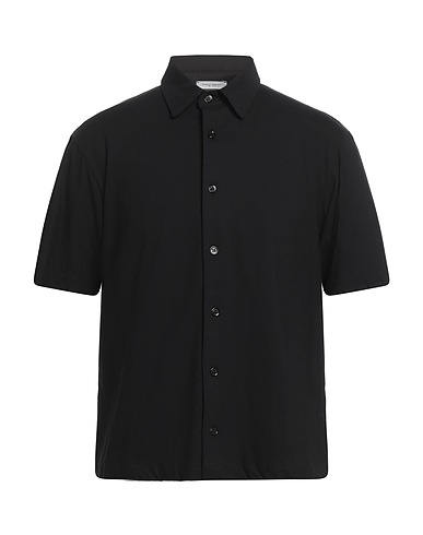 PAOLO PECORA Solid color shirt Black 100% Cotton