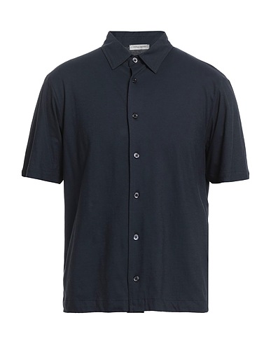 PAOLO PECORA Solid color shirt Midnight blue 100% Cotton