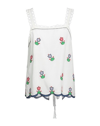 PAUL & JOE Top Bianco 60% Cotone, 40% Viscosa