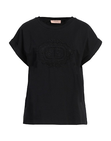 TWINSET T-shirt Black 100% Cotton, Polyester