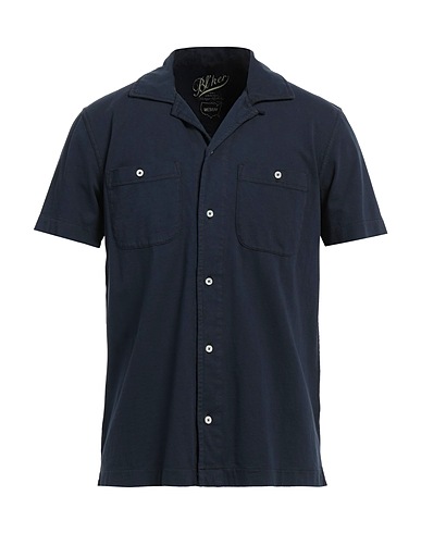 BL'KER Solid colour shirt Navy blue 100% Cotton