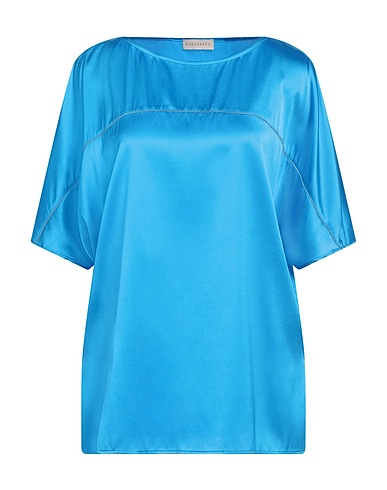 PUROTATTO Top Azzurro 92% Seta, 8% Elastan