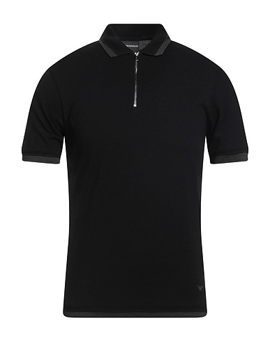 EMPORIO ARMANI Polo shirt Black 100% Cotton, Polyester