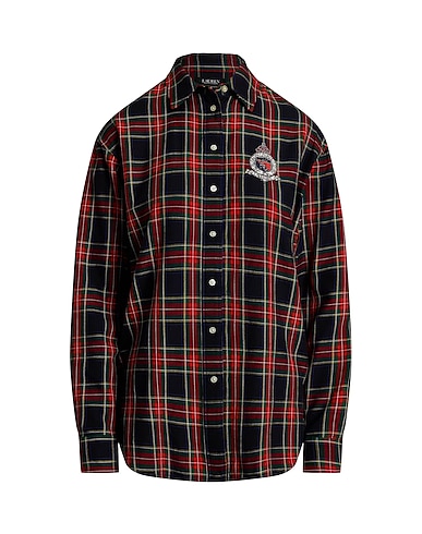 LAUREN RALPH LAUREN Kariertes Hemd Relaxed Fit Checked Plaid Cotton Shirt
 Schwarz 100% Baumwolle