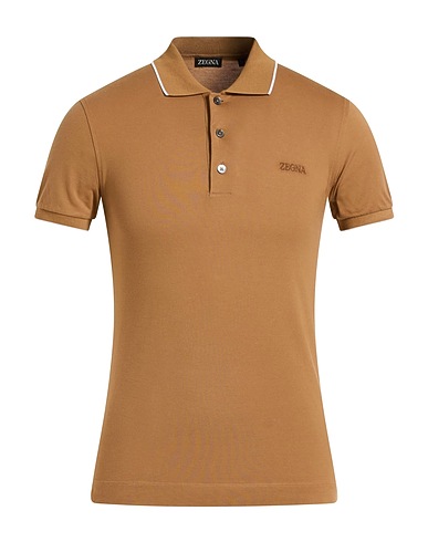 ZEGNA Polo shirt Brown 95% Cotton, 5% Elastane