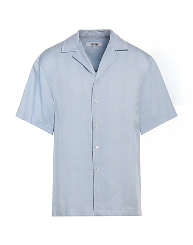 GRIFONI Solid colour shirt Sky blue 100% Lyocell