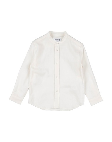 DONDUP Camicia tinta unita Avorio 55% Lino, 45% Viscosa
