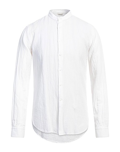 DEL SIENA Solid colour shirt White 60% Cotton, 40% Linen