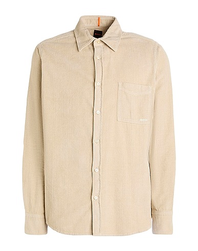 BOSS Solid colour shirt Beige 100% Cotton