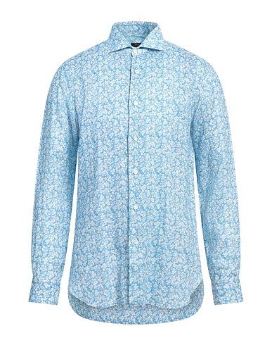 BARBA Napoli リネンシャツ ライトブルー リネン 100%