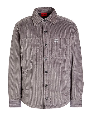 HUGO Solid color shirt Grey 100% Cotton