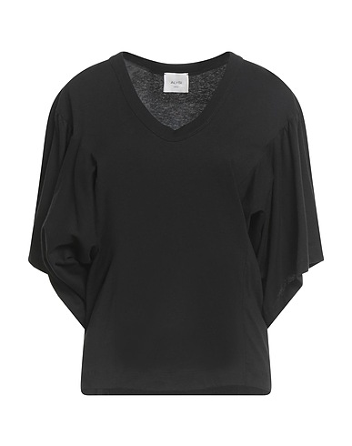 ALYSI T-shirt CRÈME Nero 100% Cotone