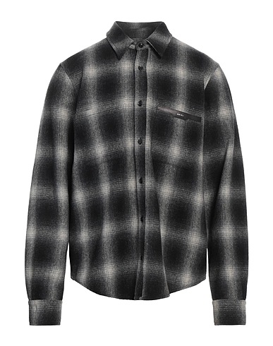 AMIRI 체크 셔츠 블랙 90% 울, 10% 나일론, 보바인 가죽
