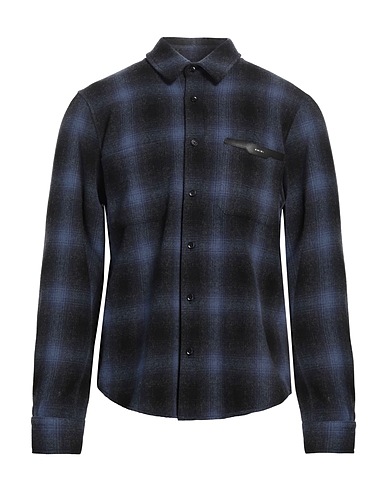 AMIRI Checked shirt Slate blue 90% Wool, 10% Nylon, Cow leather