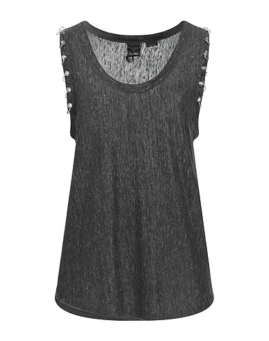 PINKO Tank top Black 100% Linen, Iron