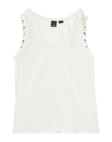 PINKO Tank top White 100% Linen, Iron
