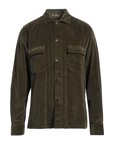 ALESSANDRO LAMURA Camicia tinta unita Verde militare 100% Cotone