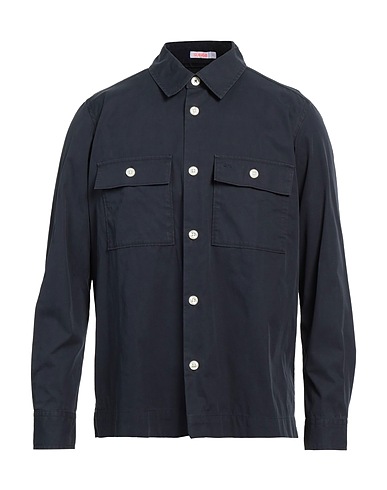 SUN 68 Solid colour shirt Navy blue 100% Cotton