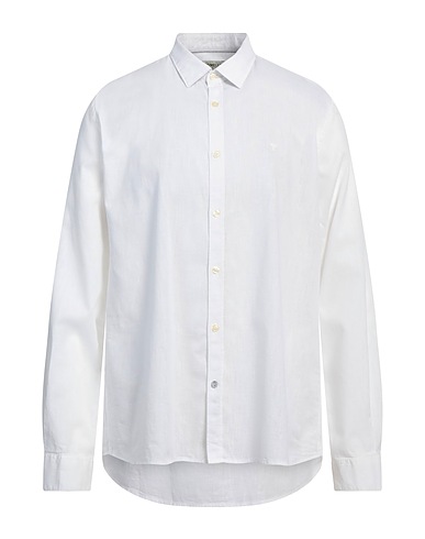 FRED MELLO Solid colour shirt White 70% Cotton, 30% Linen