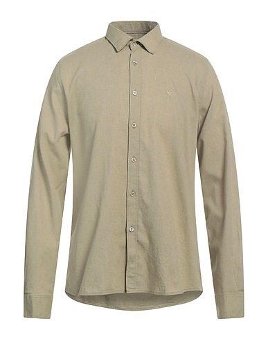 FRED MELLO Camicia tinta unita Verde militare 70% Cotone, 30% Lino