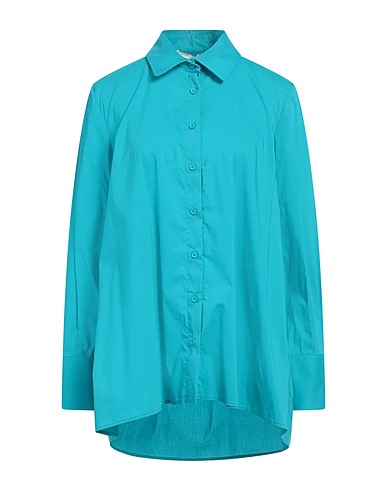 LIVIANA CONTI Solid color shirts & blouses Turquoise 68% Cotton, 28% Polyamide, 4% Elastane