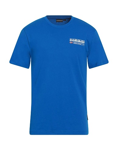 NAPAPIJRI T-shirt Bright blue 100% Cotton, Elastane