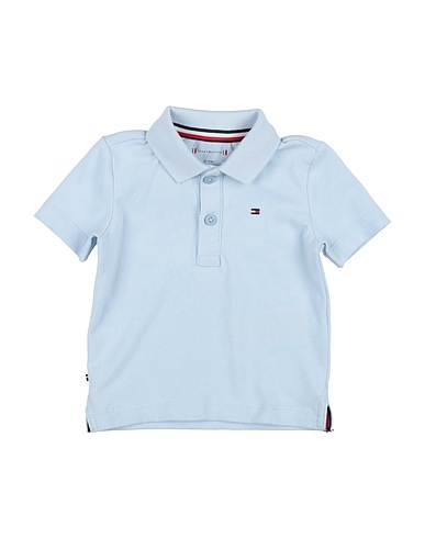 TOMMY HILFIGER Polo shirt Sky blue 93% Cotton, 7% Elastane