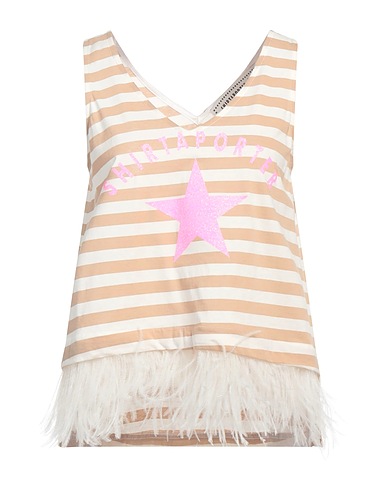 SHIRTAPORTER Top Sand 100% Cotton, Ostrich feathers