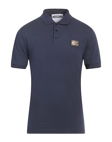MOSCHINO Polo shirt Navy blue 95% Cotton, 5% Elastane