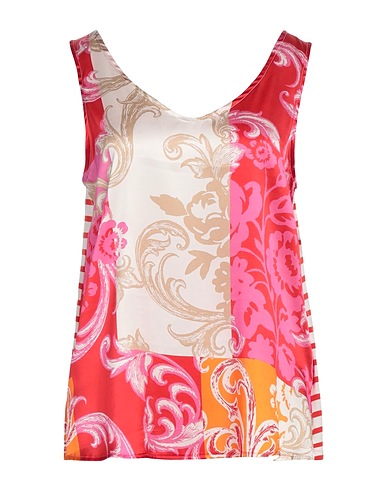 SHIRTAPORTER Top Red 96% Silk, 4% Elastane, Cotton