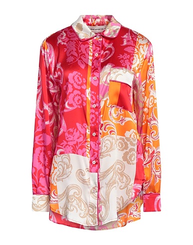 SHIRTAPORTER Patterned shirts & blouses Red 96% Silk, 4% Elastane