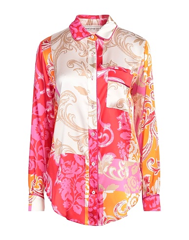 SHIRTAPORTER Floral shirts & blouses Off white 96% Silk, 4% Elastane